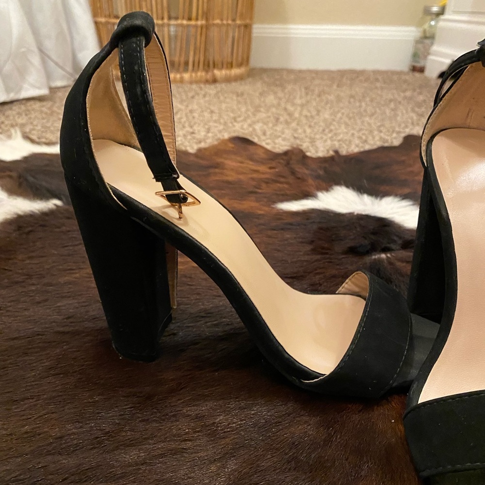 Black Block Strap Heels